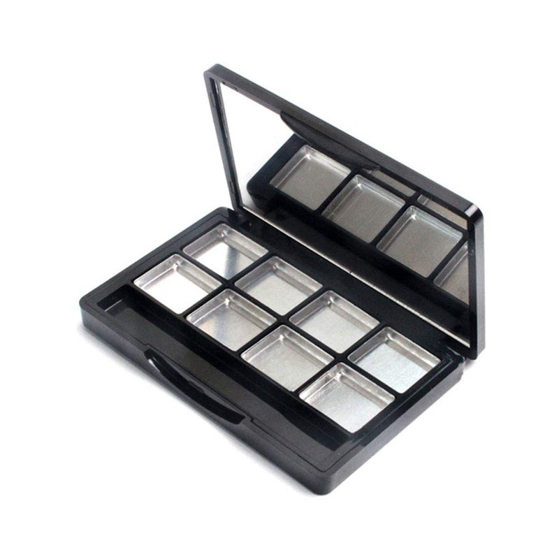 Elandy Empty Eye Shadow Palette Container Lipstick Cosmetic Cream Tray Multi-lattice Mini Holder Case Makeup Loose Powder Organizer Sample Small Box Mirror Snap Closure Metal Black Case Travel Useful Tool - Image 1